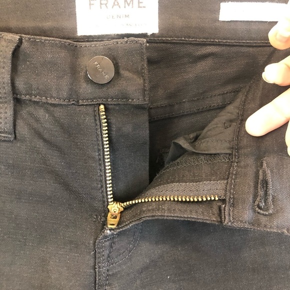 Frame Denim Le Skinny De Jeanne Black Gold Zipper Legs 24 - Picture 9 of 13